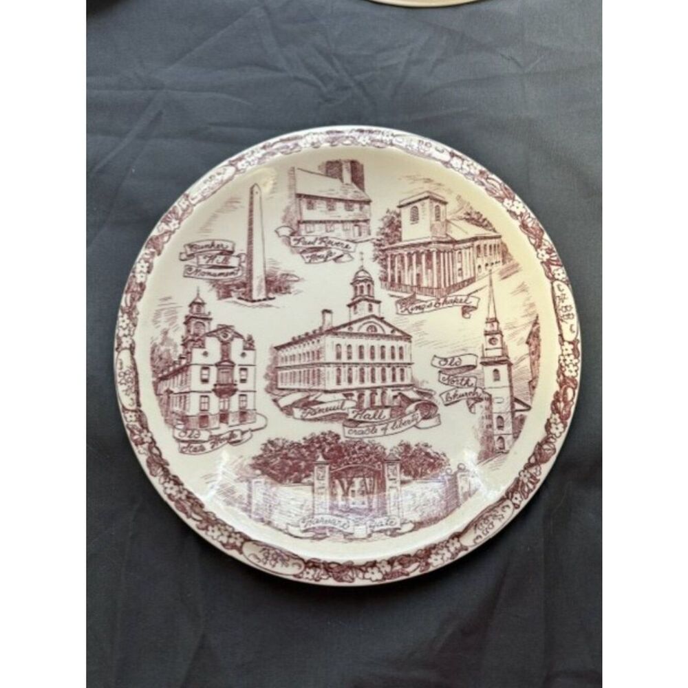 Vintage Vernon Kilns Souvenir Collector Plate Boston MA Landmarks 10.5"